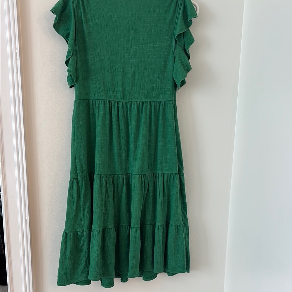 Green Ruffled Sleeve Dress - Picture 3 of 3